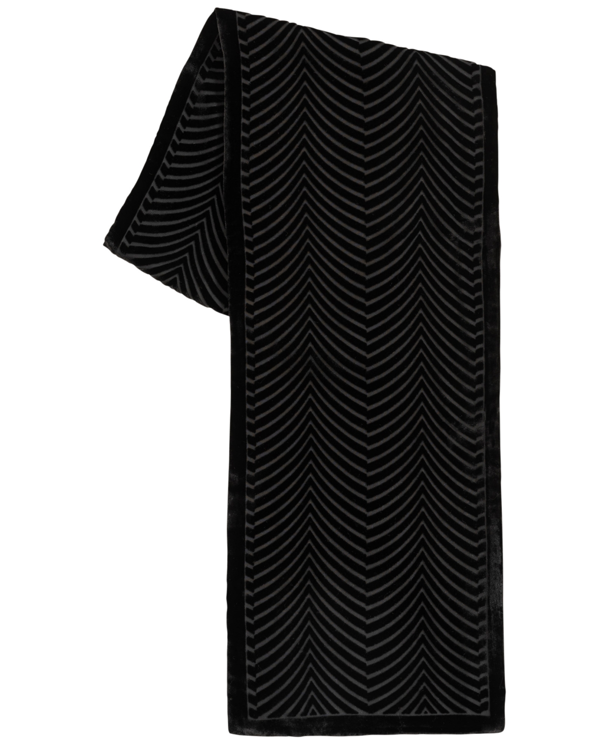 Ralph Lauren Velvet Burnout Logo Oblong Wrap In Black