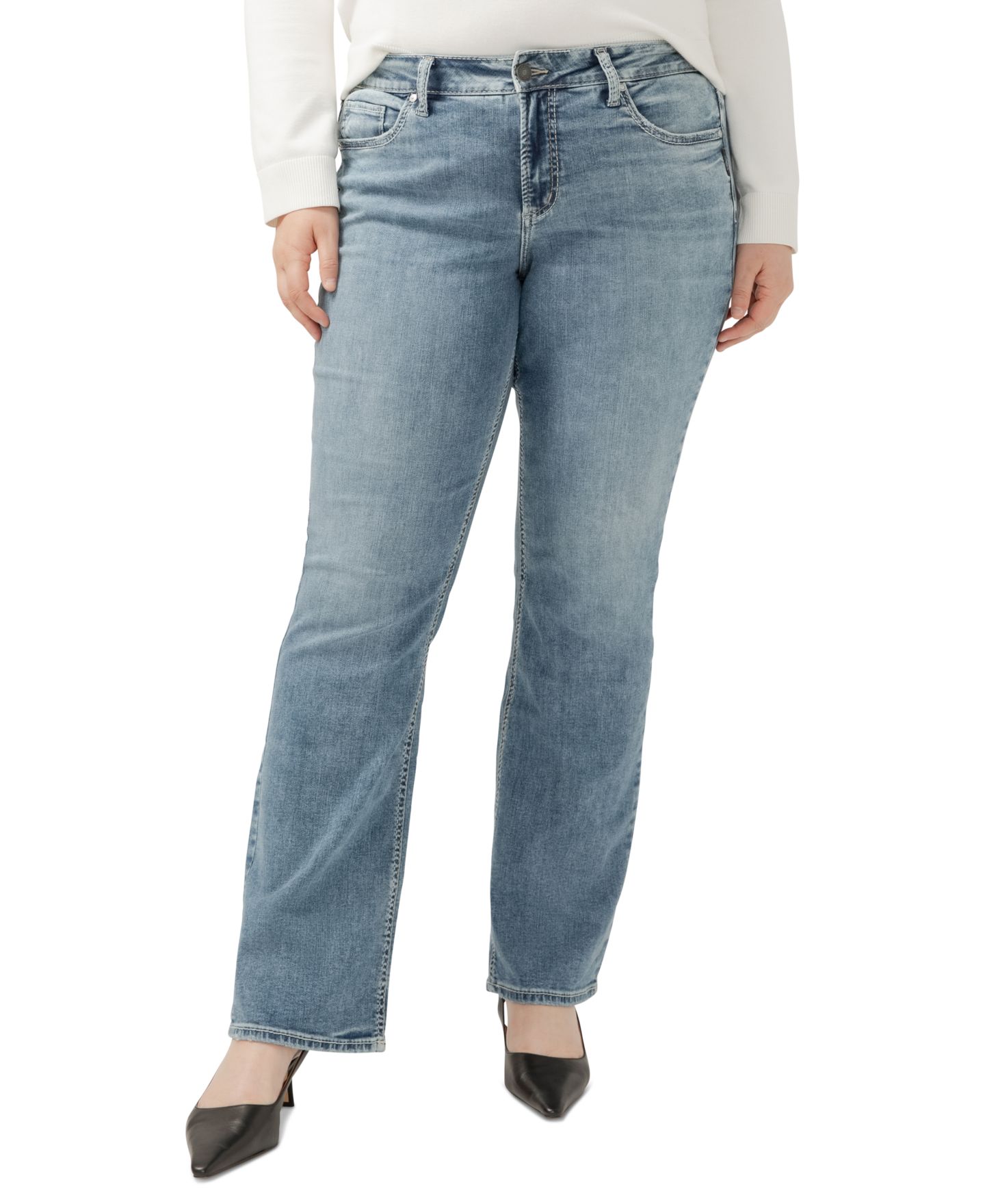 Женские джинсы Silver Jeans Co. Plus Size Suki Mid Rise Curvy Fit Slim Bootcut, цвет: Индиго — фото 1