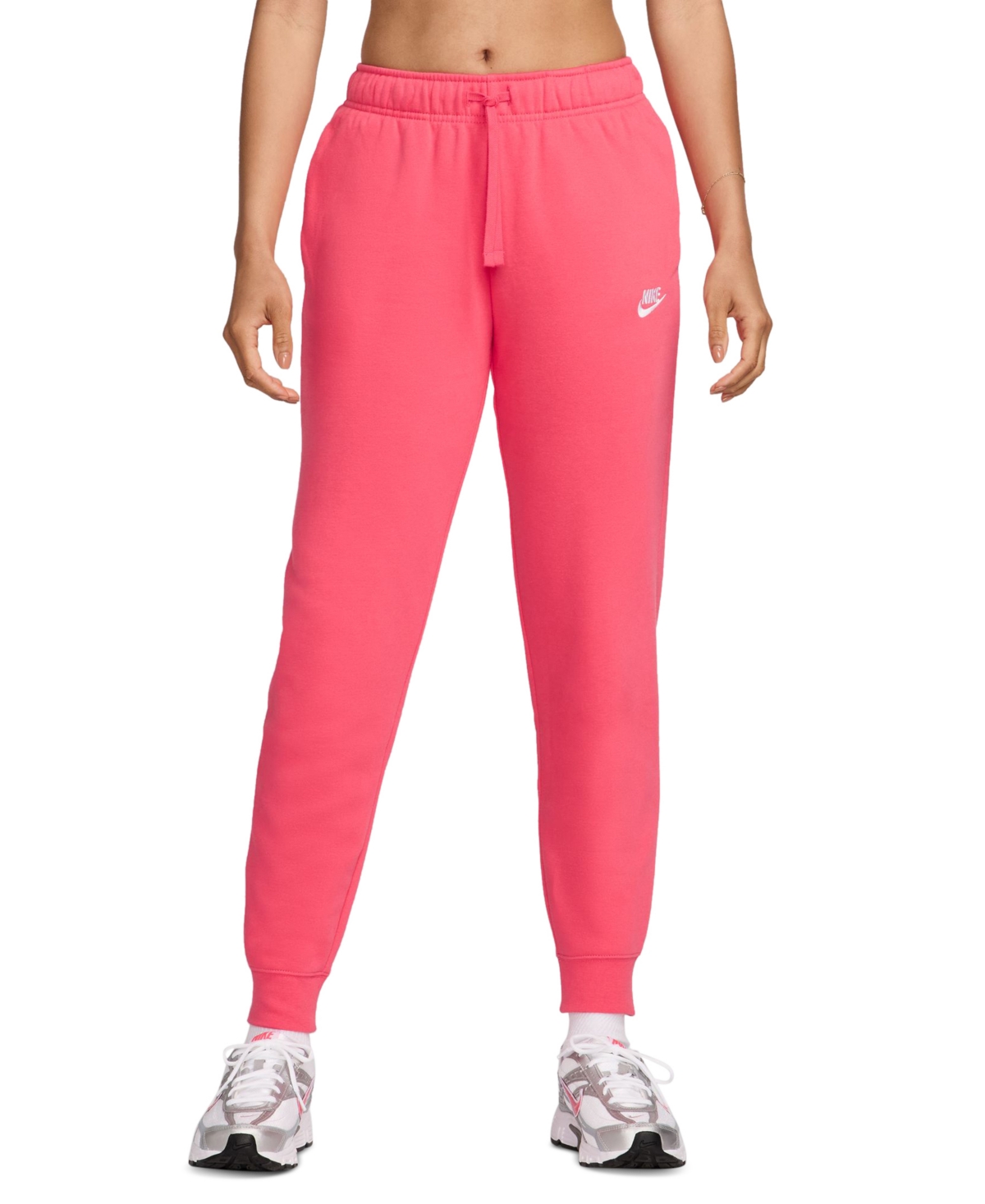 Nike Women's Sportswear Club Fleece Mid-rise Joggers In Aster Pink,white