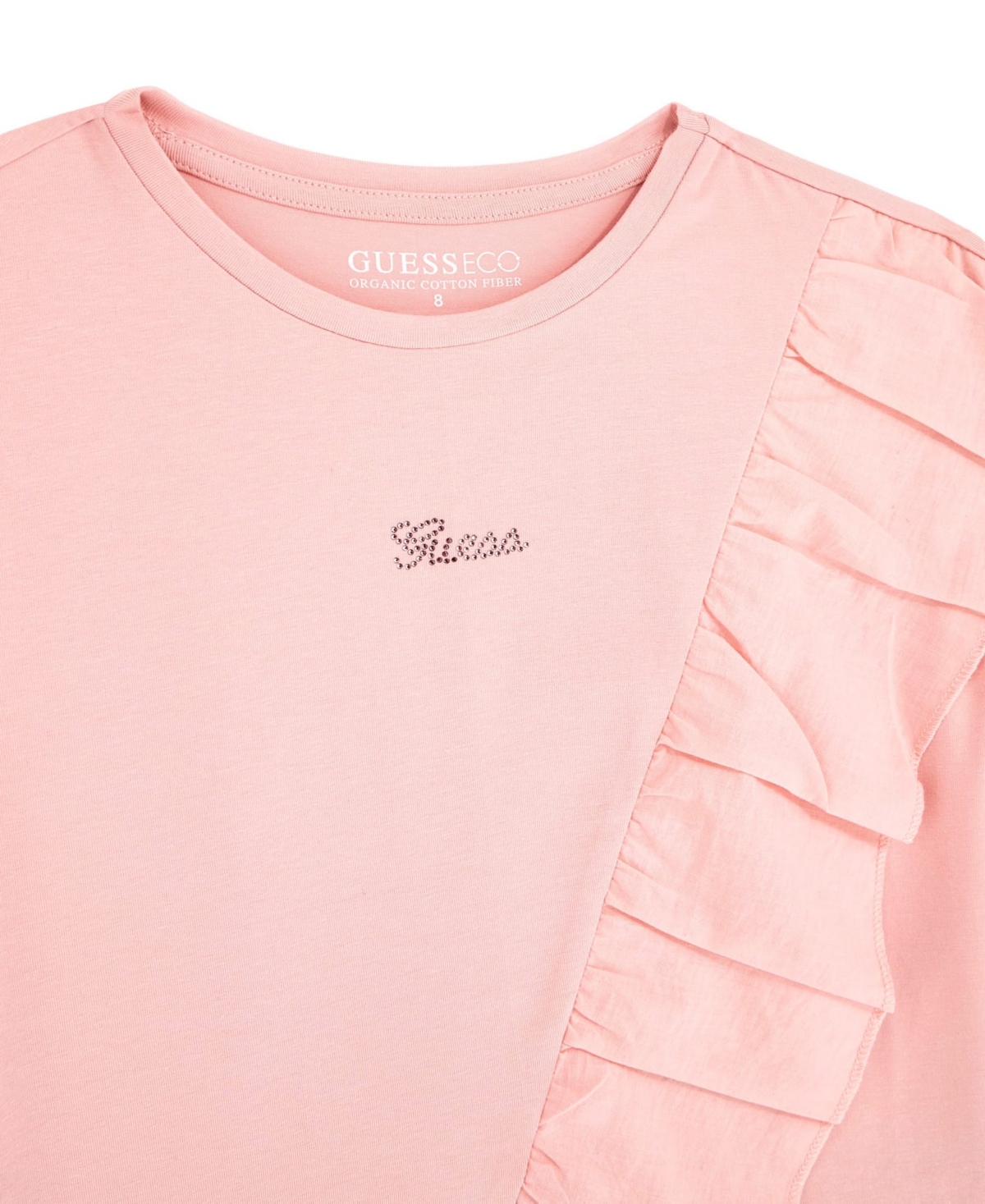 Guess Big Girls Short Sleeve Shirt with Flounce Detailing