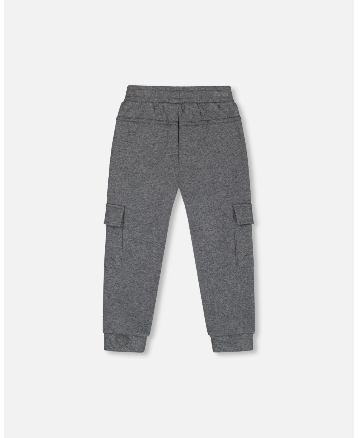 Deux par Deux Big Boys Fleece Sweatpants With Cargo Pockets- Dark gray