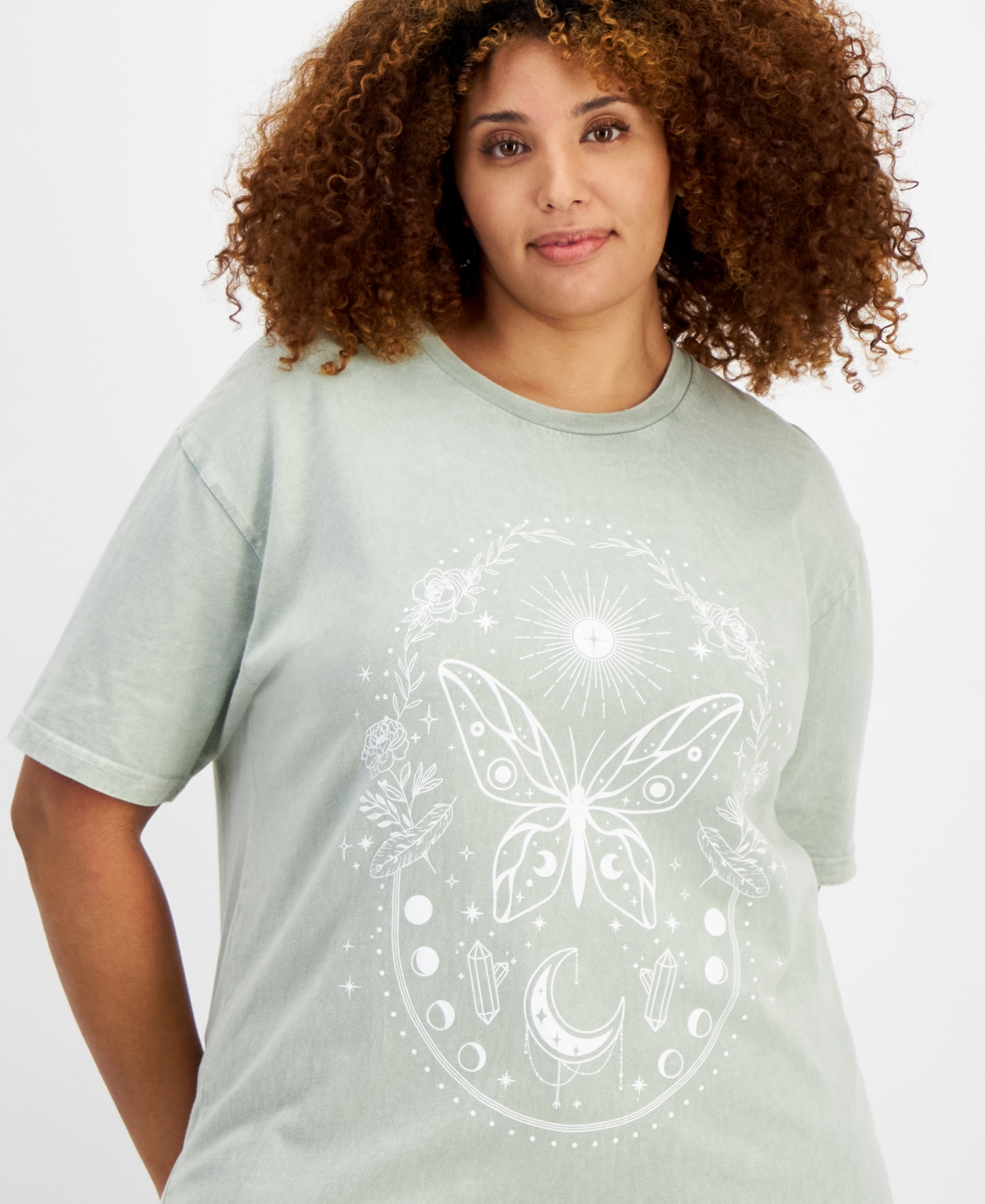 Rebellious One Trendy Plus Size Cotton Butterfly-Graphic Boyfriend T-Shirt