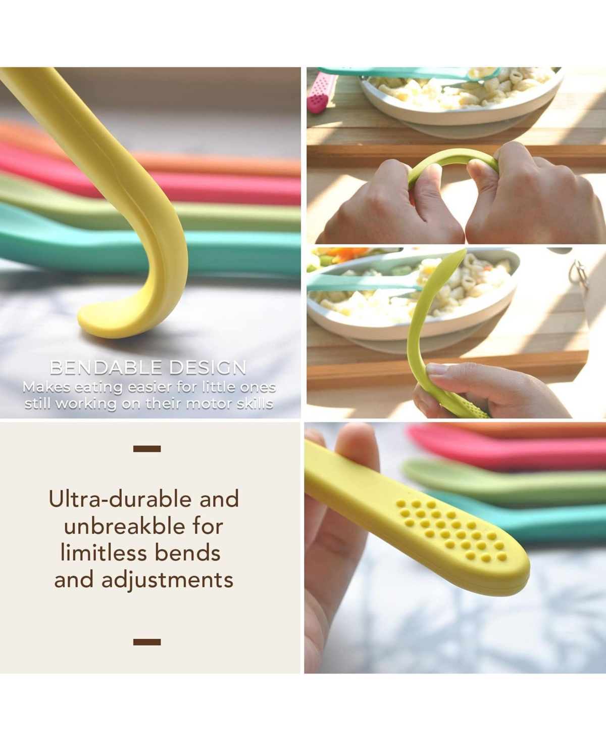 Sperric Baby Spoons First Stage Silicone Baby Spoon – Self Feeding Baby Utensils – Infant Spoons First Stage Baby Feeding Spoon - Soft &