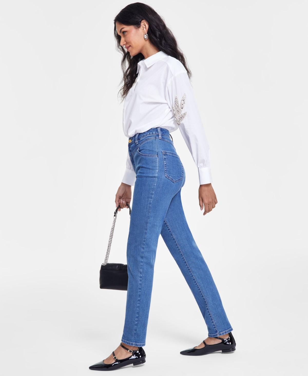 I.n.c. International Concepts Women's High-Rise Straight-Leg Denim Jeans, Created for Macy's
