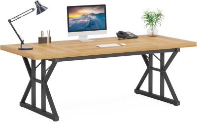 70.8-Inch Executive Desk, Large Computer Office Desk Workstation, Modern Simple Style Laptop Desk Study Writing Table Business Furniture for Home Office