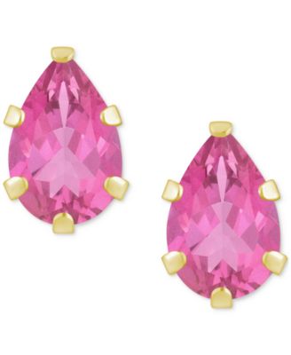 Pink Topaz Pear Solitaire Six Prong Stud Earrings (1 ct. t.w.) in 14k Gold
