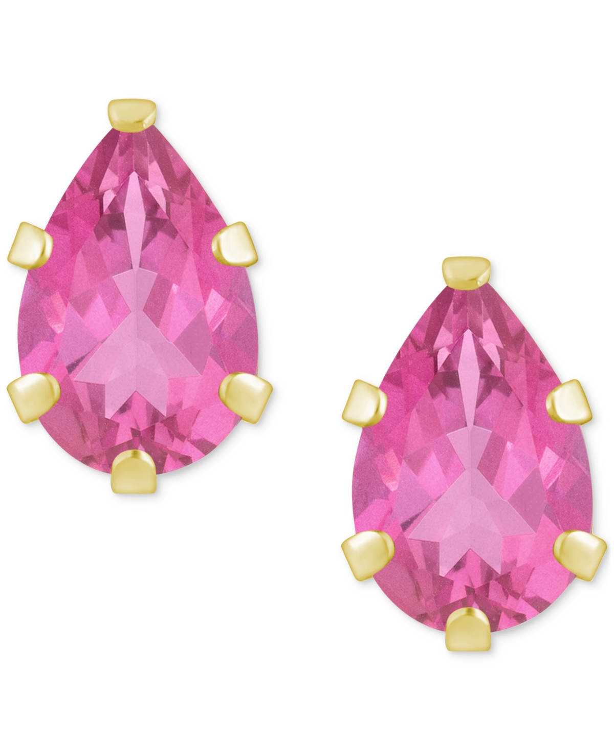 Pear Solitaire Six Prong Stud Earrings (1 ct. t.w.) in 14k Gold - Pink Topaz/Gold