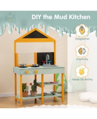Kids Kitchen Playset with Root Viewer Planter and Rotatable Faucet