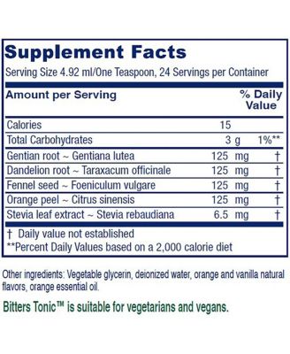 Bitters Tonic - Digestive Health Tonic - Digestion Supplement with Dandelion Root, Orange Peel & Fennel Seed - Vanilla Orange, 4 Fl Oz
