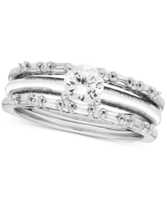 Diamond Round & Baguette Enhancer Ring Guard (1/4 ct. t.w.) in 14k White Gold