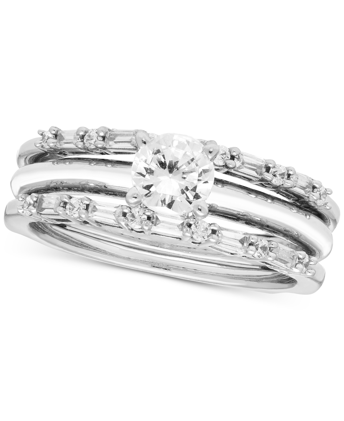 Diamond Round & Baguette Enhancer Ring Guard (1/4 ct. t.w.) in 14k White Gold