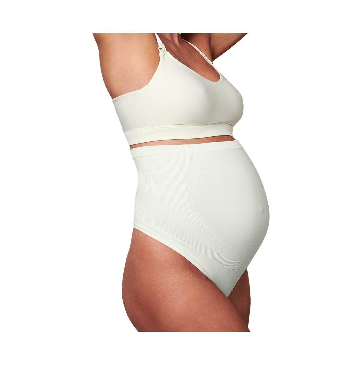 Maternity Seamless Over Belly Support Thong - Bone