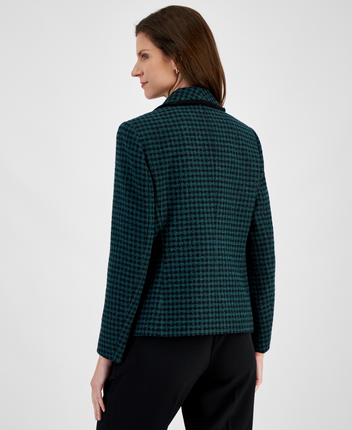 Kasper Women's Tweed Faux Double-Breasted Jacket -Evergreen
