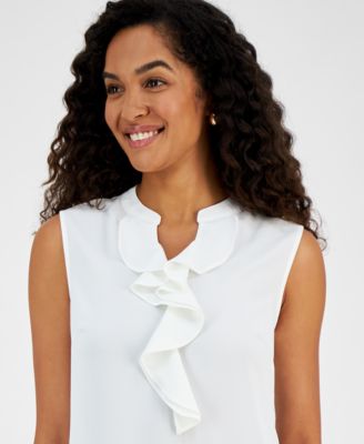 Women's Sleeveless Ruffle-Neck Blouse
