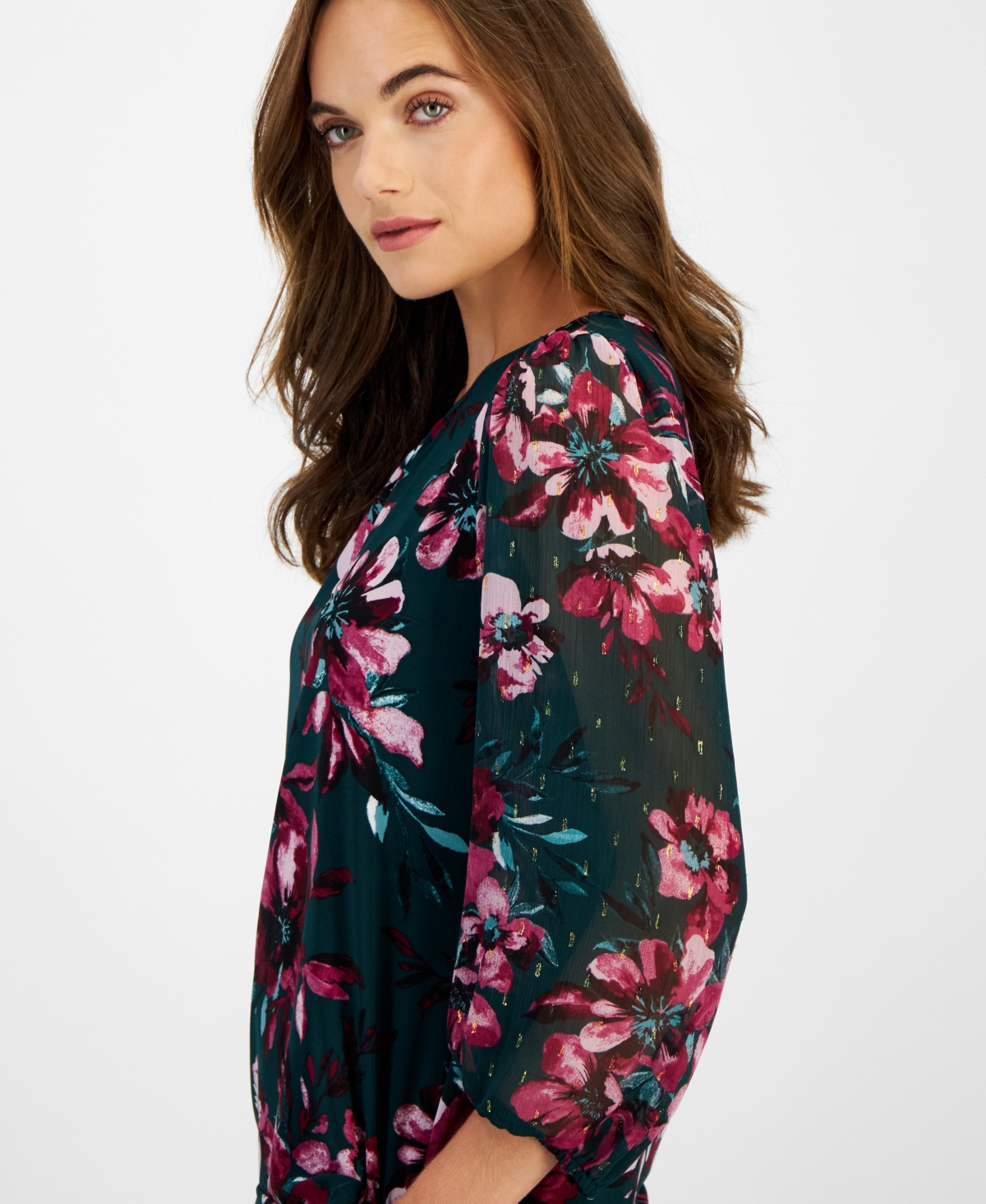 Kasper Petite Floral-Print Blouse