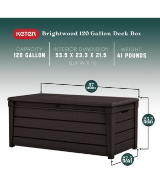 Brightwood 120gal Weatherproof Resin Patio Deck Storage Box Bench, Brown
