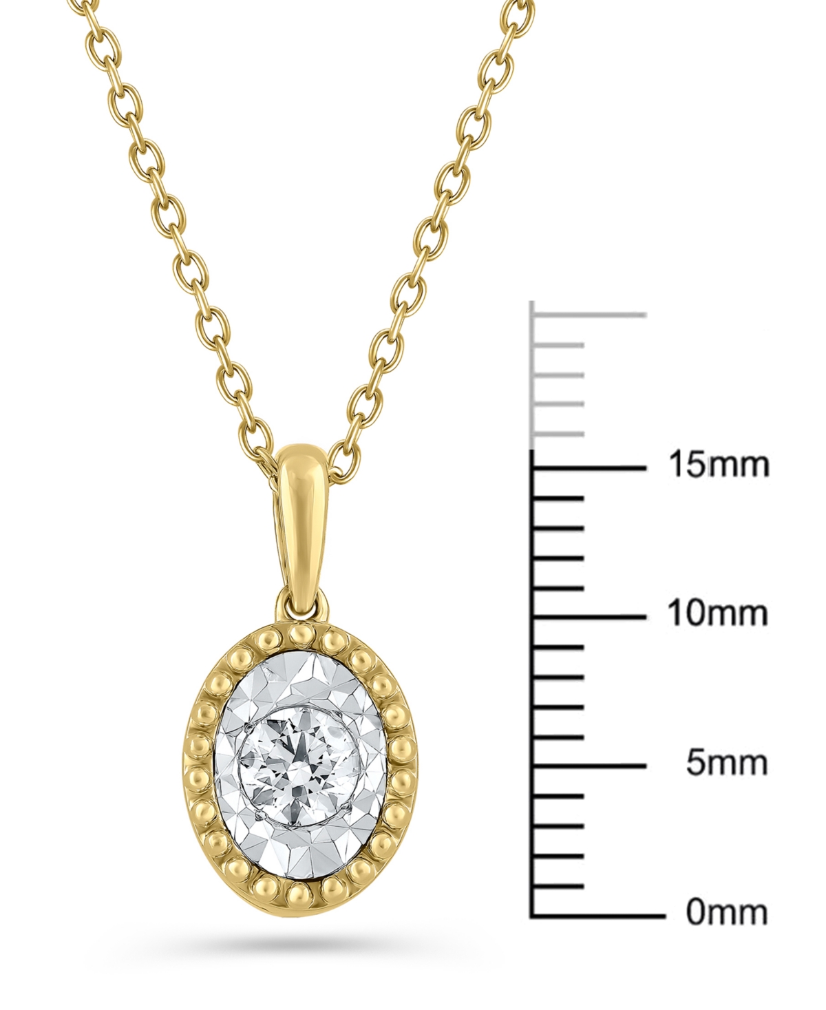 Macy's Diamond Bead Frame 16" Pendant Necklace (1/4 Ct. T.w.) In 14k Two-tone Gold In Yellow Gold