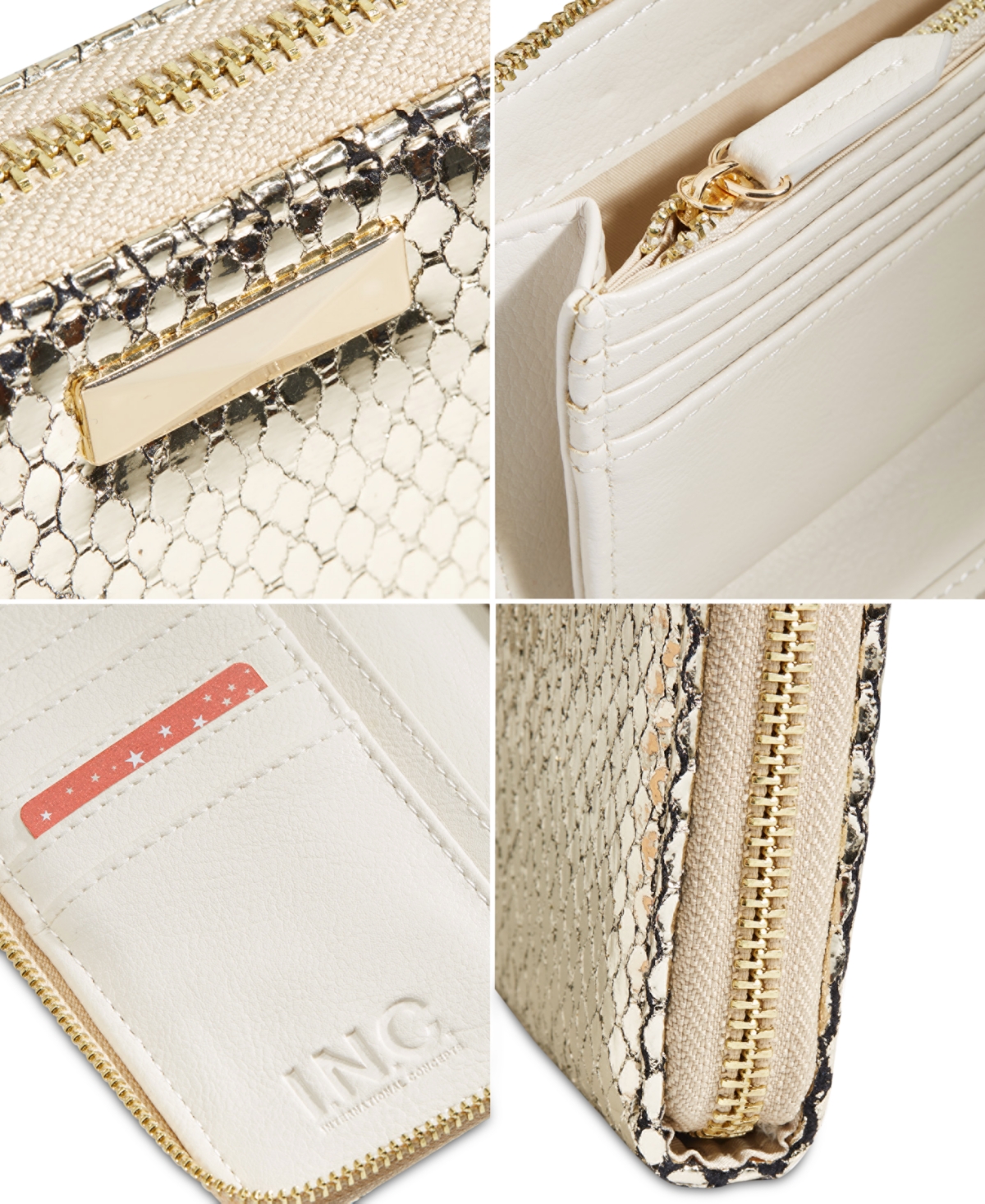 I.n.c. International Concepts Boxed Hazel Zip-Around Metallic Snake-Embossed Wristlet, Created for Macy's