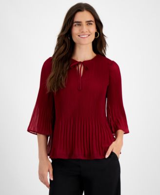 Armani Collezioni red pleated lightweight cardigan sweater newest size 12 Large