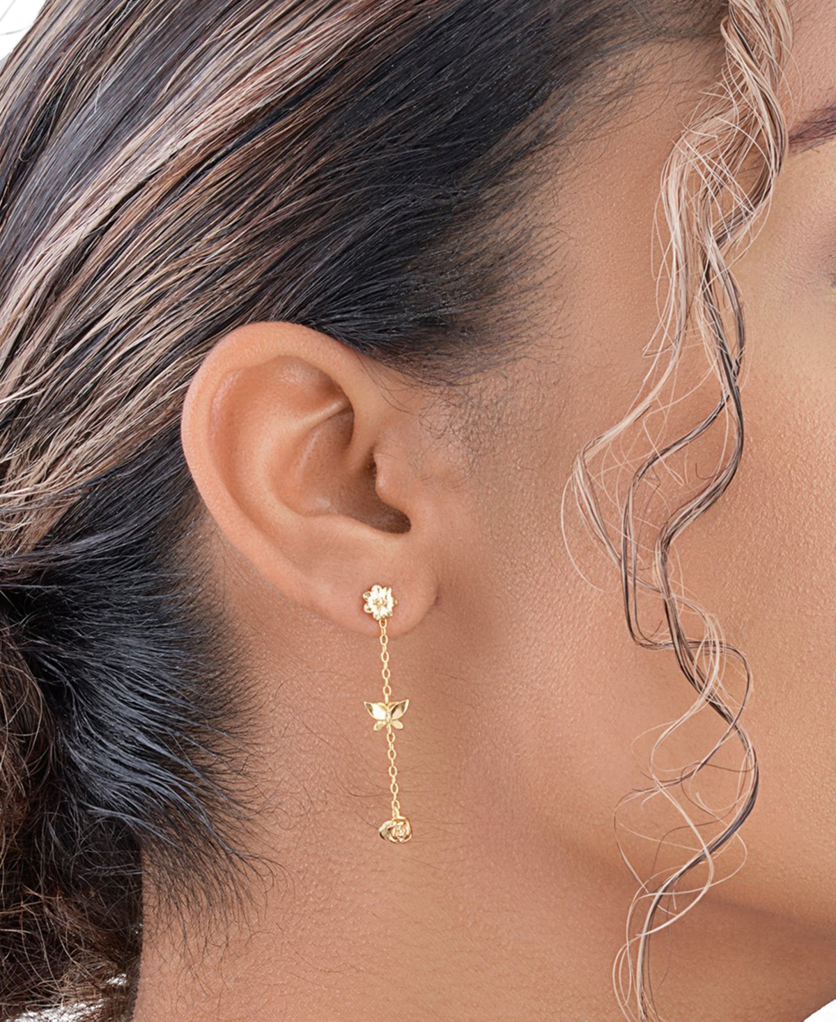 Sterling Forever Women's Sterling Silver Into The Garden Drop Earrings - Gold-Tone