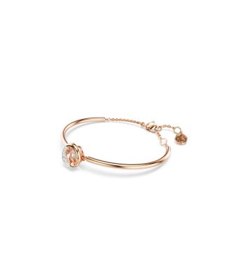 Round Cut, White, Rose Gold-Tone Plated Dextera Bangle