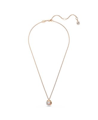 Dextera Pendant, Round Cut, White, Rose Gold-Tone Plated Necklace