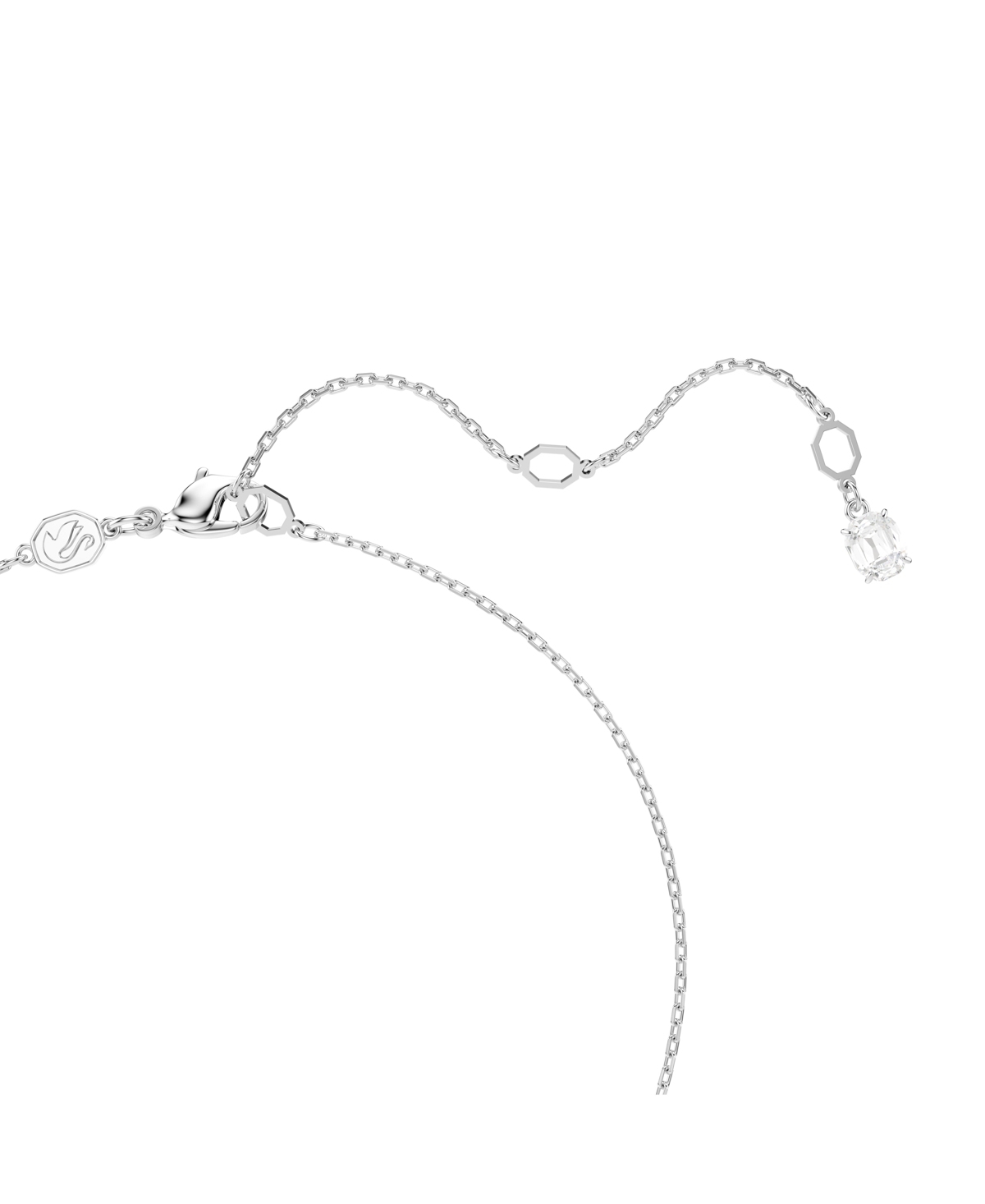 Swarovski Matrix Pendant, Crystal Pearl, Round Cut, White, Rhodium Plated Necklace In Silver