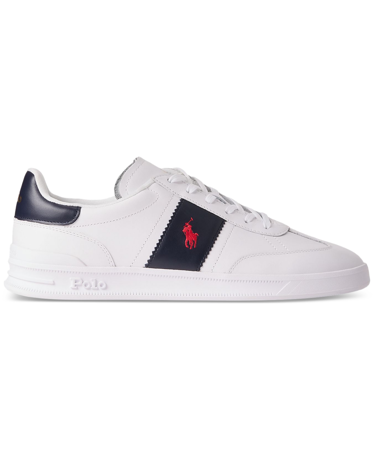 Polo Ralph Lauren Men's Heritage Aera Leather Sneaker -NAVY/RED