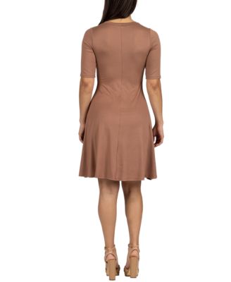 Women's A-Line Dress with Elbow Length Sleeves