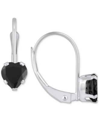 Onyx Heart-Shaped Solitaire Leverback Earrings in 10k Gold