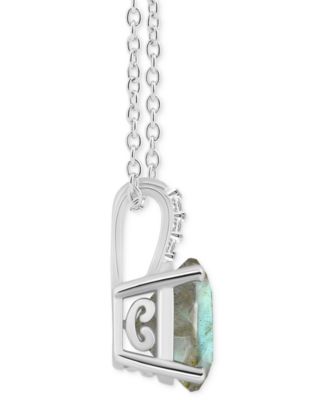 Labradorite & Diamond Accent 18" Pendant Necklace in Sterling Silver (Also in Onyx)
