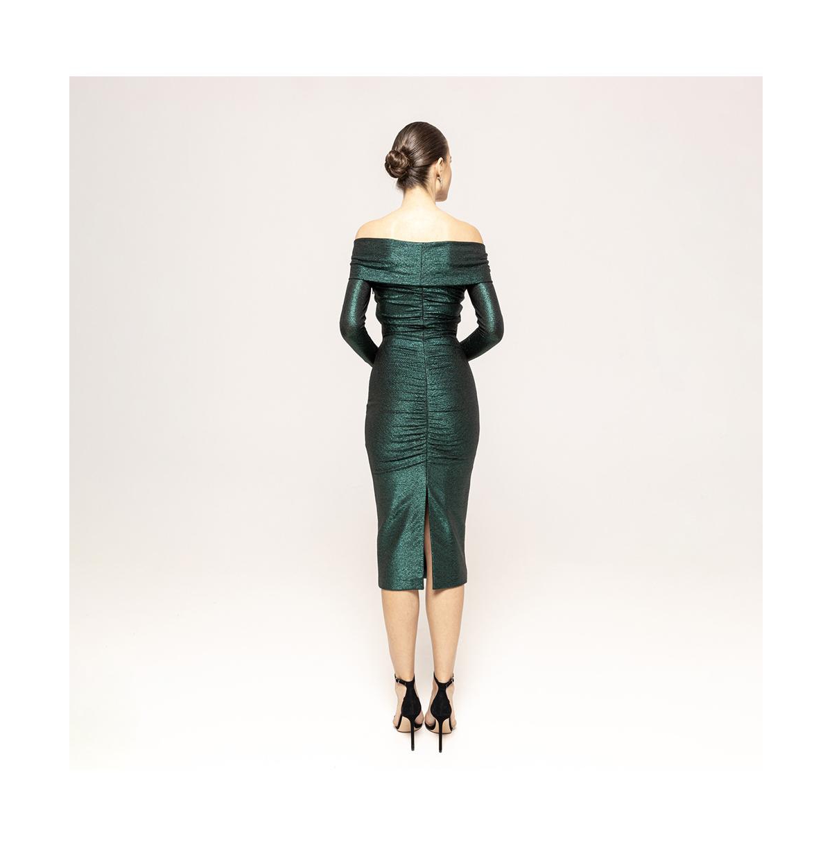 Nissa Women's Metallic Ruched Midi Dress