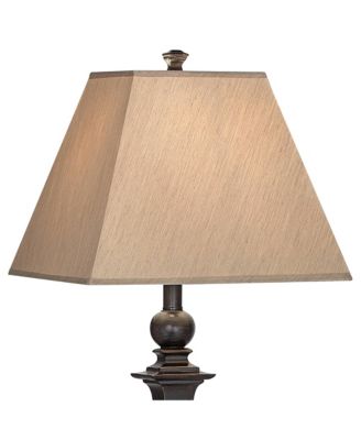 Traditional Floor Lamp 59" Tall Italian Bronze Taupe Faux Silk Square Hardback Shade for Living Room Reading Bedroom Office