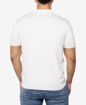 Men's Cable Knit Johnny Collar Short Sleeve Sweater Polo