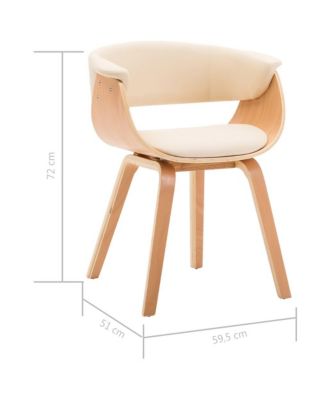 Dining Chair Cream Bent Wood and Faux Leather