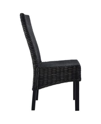 Dining Chairs 2 pcs Black Kubu Rattan and Mango Wood
