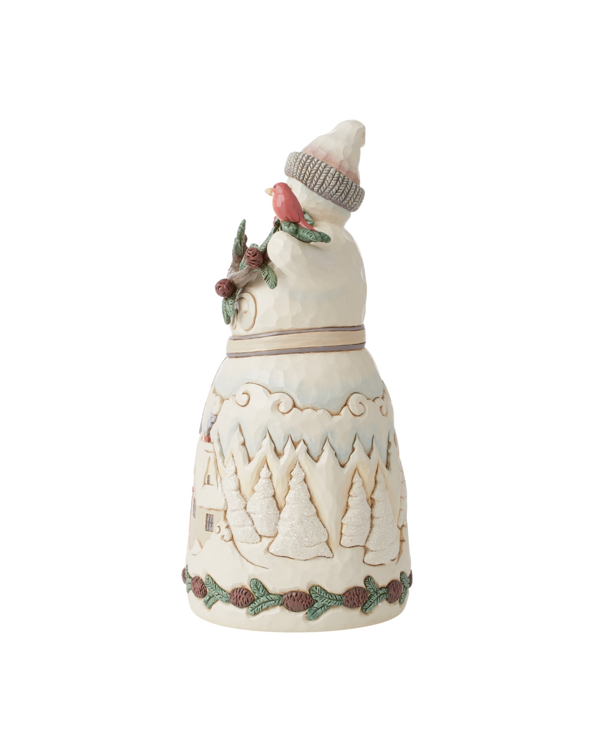 Jim Shore White Woodland Snowman With Pine Garland Figurine In Multi