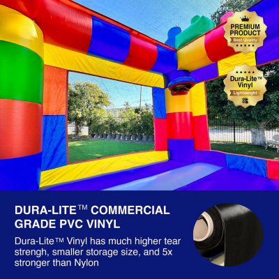 HeroKiddo Block Party Bounce House Commercial Grade for Kids and Adults (with Blower), Basketball Hoop, Outdoor Indoor, Birthday Party, Rental Quality, All Seasons, Big Inflatable, Rental Grade