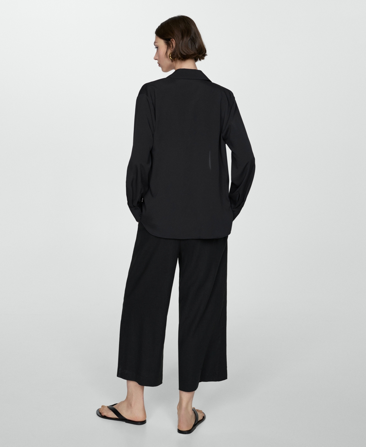 Mango Women's Wide Leg Linen Pants