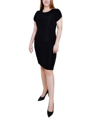 Petal Sleeve Textured Knit Dress