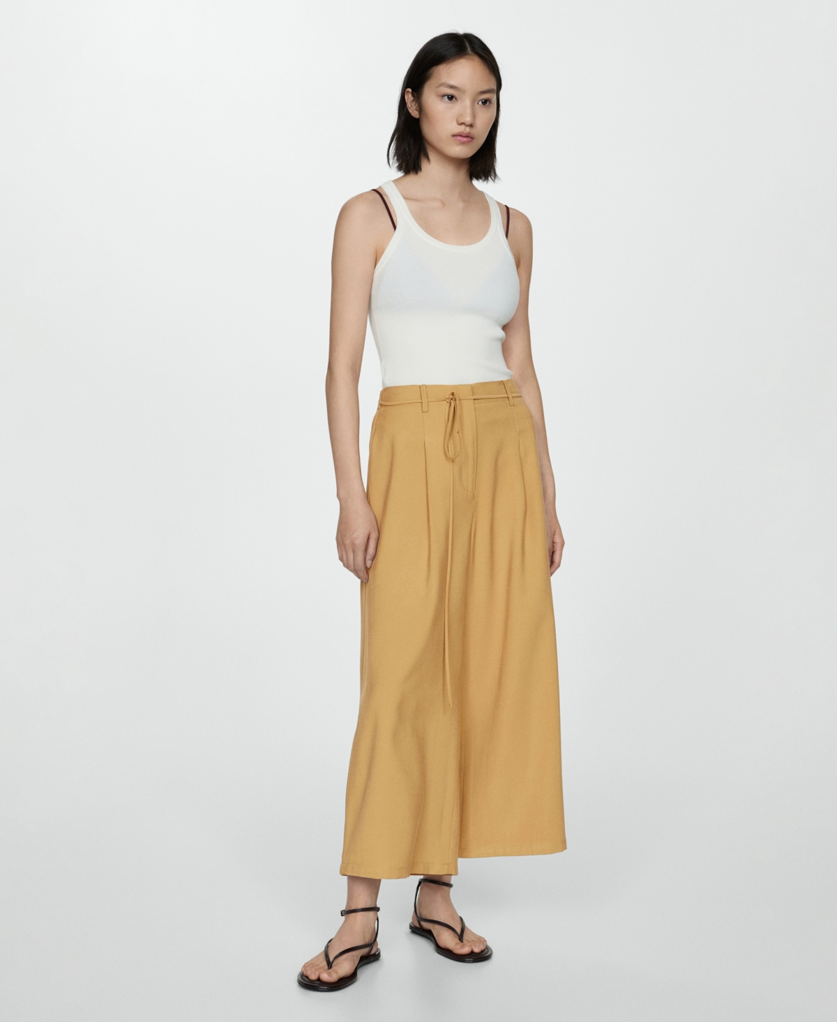 Mango Women's Tie Wide Leg Trousers