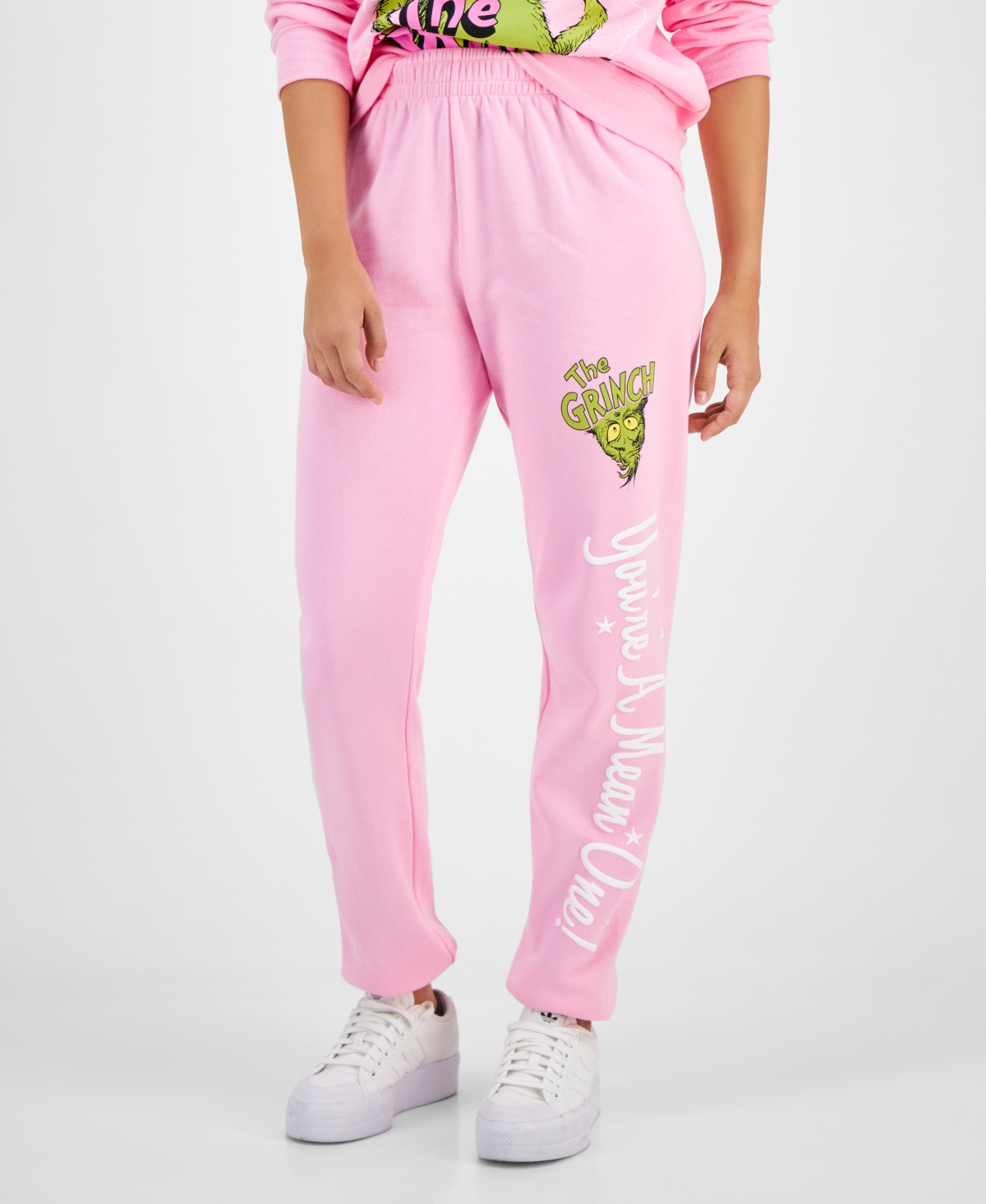 Love Tribe Juniors' Grinch Holiday Graphic Jogger Sweatpants