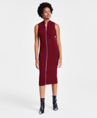 Bar III Women's Zip-Front Sleeveless Ribbed Sweater Dress, Created for  Macy's - Macy's