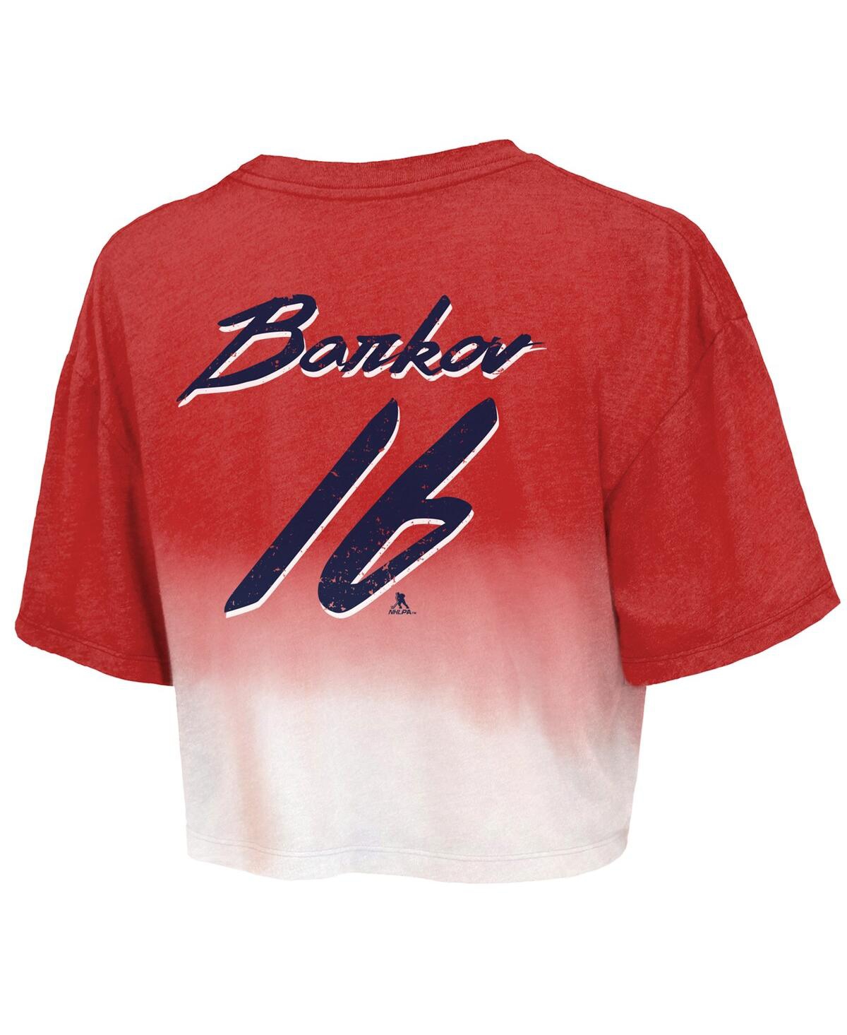 Majestic Women's Aleksander BarkovFlorida Panthers 2024 Stanley Cup Champions Dip Dye Boxy Cropped Name Number T-Shirt - Red
