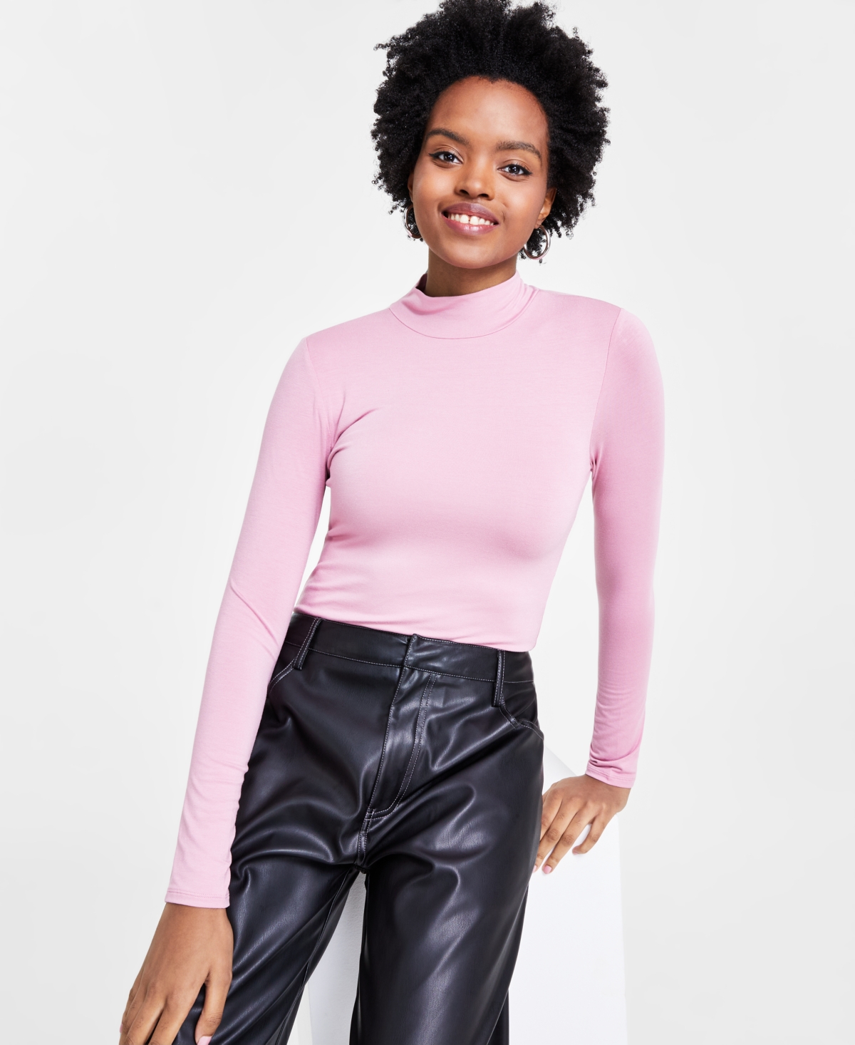 Bar Iii Women's Mock Neck Long-sleeve Jersey Bodysuit, Created For Macy's In Polignac