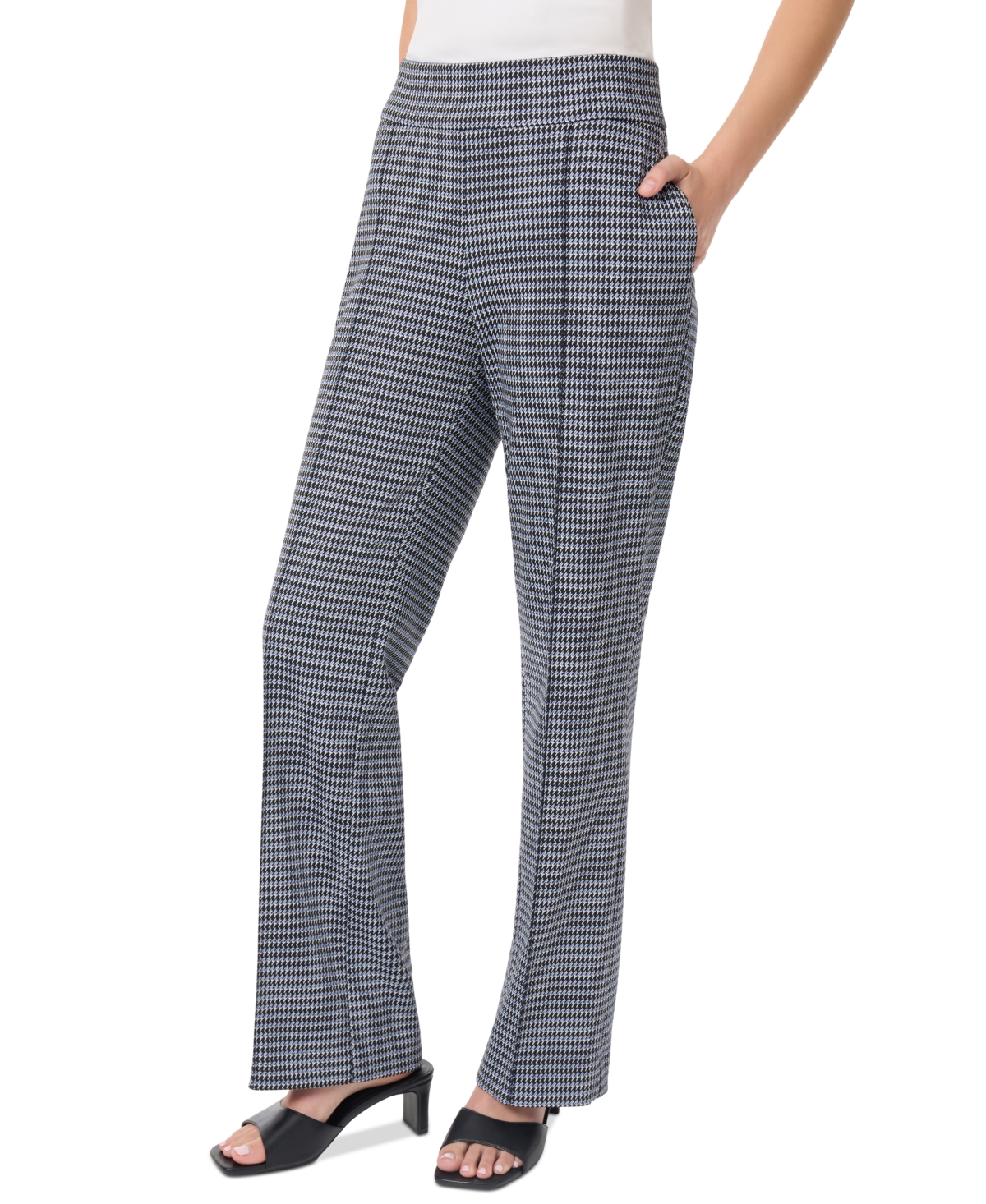 Jones New York Petite Printed Pull-On Seamed Wide-Leg Trousers