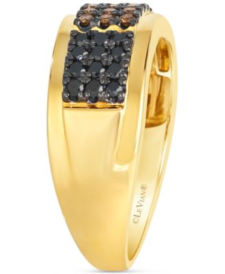 Chocolatier&reg; Men's Chocolate Diamond & Blackberry Diamond Triple Cluster Ring (5/8 ct. t.w.) in 14k Gold