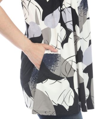 Women's Pleated Front Sleeveless Tunic Top