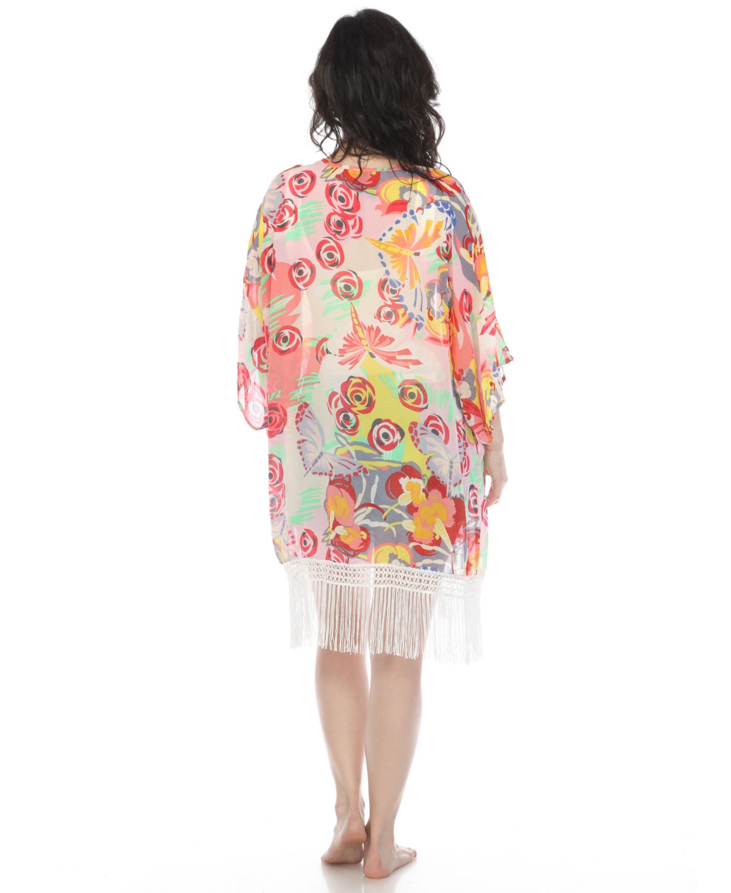 Женский топ White Mark Sheer Fringe Kimono, цвет: Бежевый — фото 6