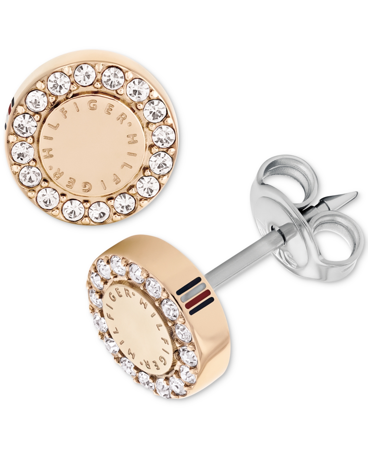 Crystal Logo Stud Earrings - Carnation